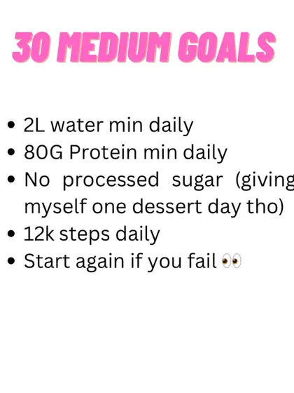 A look into my 30-day challenge with achievable goals like drinking 2L of water, hitting 80g of protein, and focusing on recovery. Setting realistic goals is key to building sustainable habits that last.