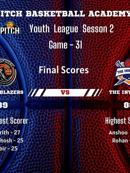 A high-scoring thriller from Season 2 where the Trail Blazers edged past The Invaders, with three players from the winning team scoring 25+ points.