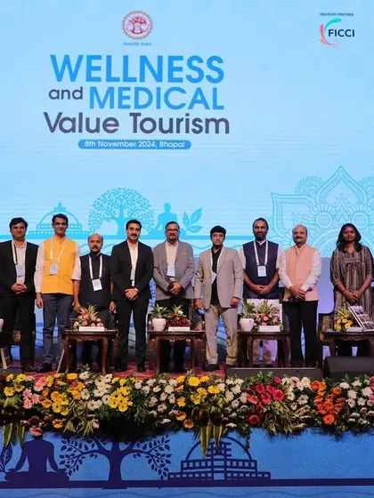 Our CEO, Dr. Mruthyunjay, speaking at a panel discussion on the future of Wellness and Medical Tourism. We are active leaders in the conversation about making India a top global wellness destination.