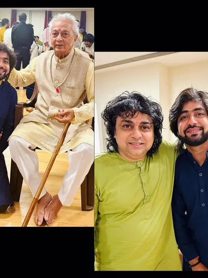 A collage of two very special moments, receiving blessings from musical gurus. These encounters are the pillars of my musical journey.