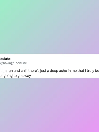 A meme that perfectly captures the vibe of *Can't Help Faking in Love*. It's for the fun and chill girls who also have a deep ache inside them.