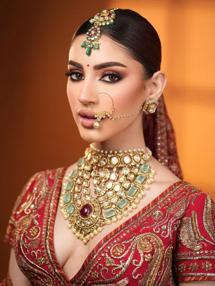 Another portrait of this timeless beauty. The makeup is designed to look flawless from every angle.