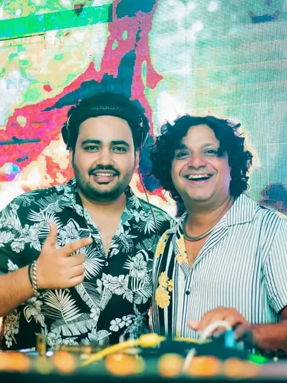 Nothing beats the energy of creating music with a friend. This is me with my brother DJ Amit at Cavalry The Lounge in Mumbai, in the zone and cooking up some tracks. It's all about the good vibes and collaboration.