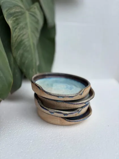 Another view of our stacked Rutile spoon rests. They add a perfect pop of color to any stovetop.