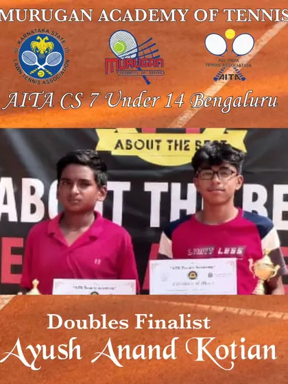 Ayush Anand Kotian, a doubles finalist at the AITA Championship Series Under 14 event in Bengaluru. We consistently produce players who reach the final stages of ranking tournaments.