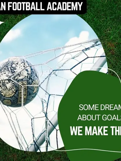Some dream about goals, we make them happen. This graphic represents our commitment to helping players achieve their ambitions on the football field.
