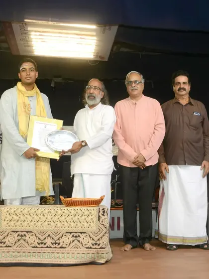 Receiving the Kalki Krishnamurthy Memorial Award at Hamsadhwani, Chennai. It was a special honor to receive it from Thiruppur Krishnan sir.