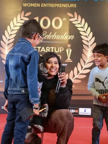 Taking a moment to interact with the youngest members of the audience. We make sure our entertainment is suitable and fun for all age groups.