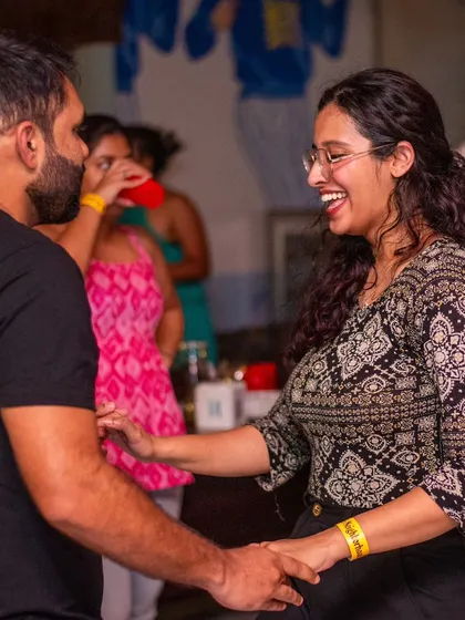A sweet and connected moment between two dancers.