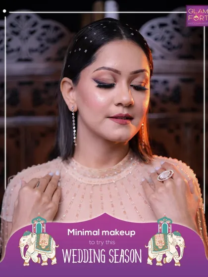 This graphic highlights a minimal makeup look for the wedding season. It's perfect for those who prefer a more understated and elegant style.