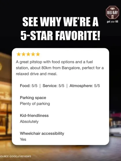 A great pitstop with food options and a fuel station. This review notes our kid-friendliness and wheelchair accessibility.