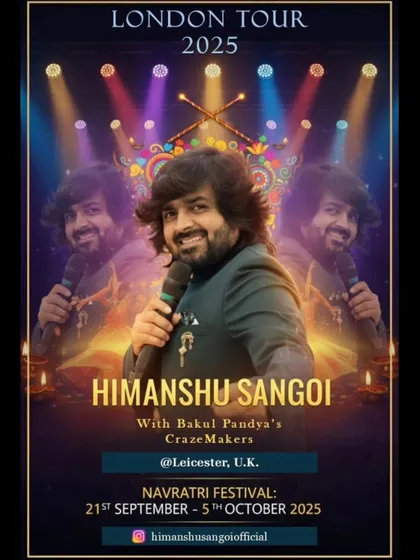 Taking our music across the globe is a dream come true. This poster for my London tour for the Navratri festival in Leicester was a huge milestone. We are based in Mumbai, but we will travel anywhere in the world to be a part of your celebration.