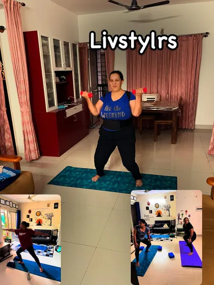 A collage showing women in various stages of their workout, from strength training to yoga. This represents the holistic approach I take to women's fitness.