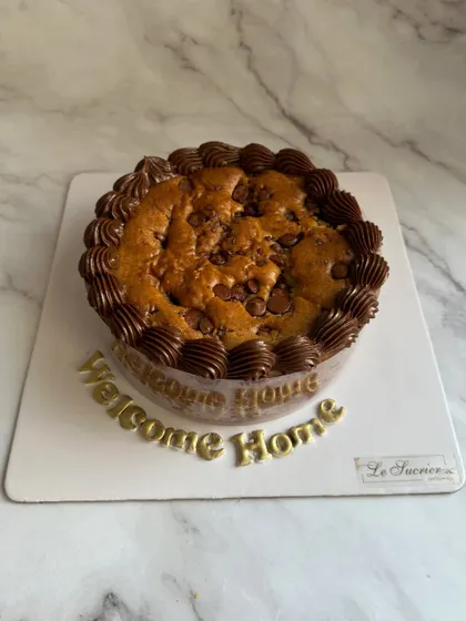 A Vanilla Choco-Chip Tea Cake made for a special "Welcome Home" celebration. I can add custom messages to make any occasion sweeter.