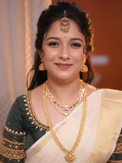 A close-up that highlights the soft eye makeup and perfectly matched skin tone, key elements of my signature style.