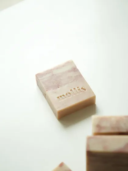 The beautiful pink and white swirls of the Watermelon Sugar soap.