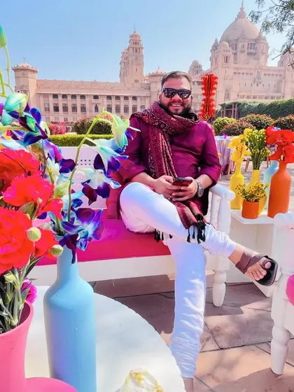 Not your regular weekend. Enjoying the stunning and colorful setup for a Mehendi ceremony at the Umaid Bhawan Palace in Jodhpur.
