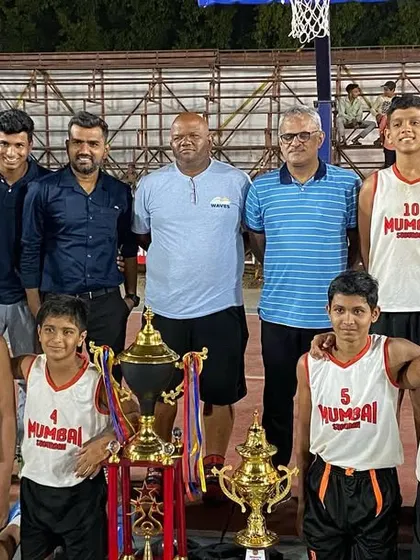Our Mumbai Suburbs U13 team, featuring two of my Ring Champions players, after becoming champions at the Maharashtra State Basketball Championship in Kolhapur. A proud moment for all of us.