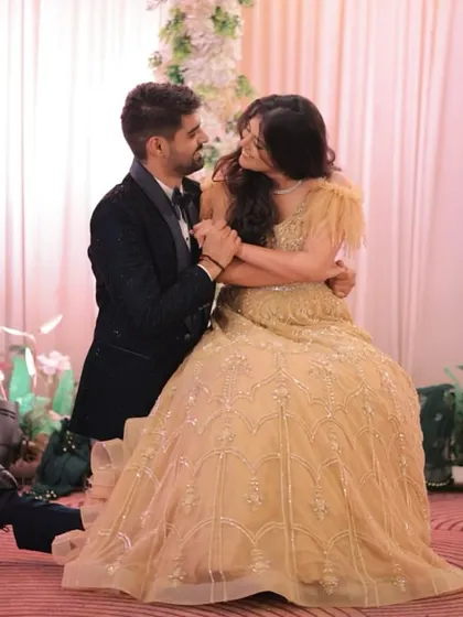 A tender moment from a romantic couple's performance. I choreograph these routines to feel natural and emotional, telling the story of your relationship through dance.