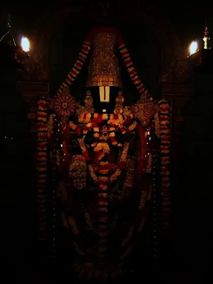 This image captures the divine presence of Lord Venkateswara. It is believed he holds the combined powers of Brahma, Vishnu, and Shiva, offering immense blessings to his devotees.