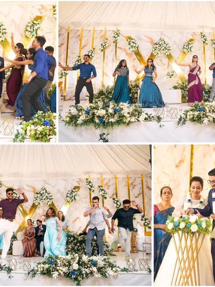 A collage of the fun and festivities at Rijo and Gigi's reception. From choreographed dance performances to the couple's cake-cutting ceremony, the night was filled with joy and celebration.