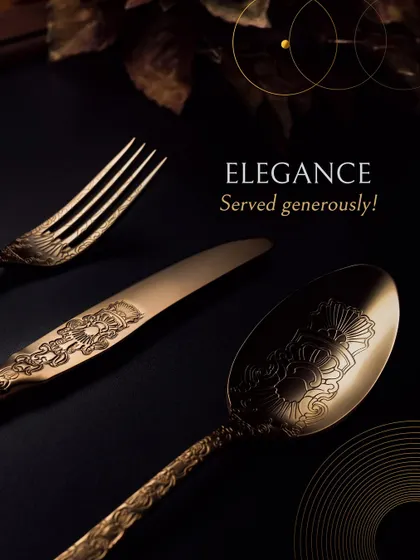 Elegance, served generously. Our intricately designed, vintage-style cutlery is more than just a tool for eating; it's a part of the overall aesthetic that makes our dining experience truly luxurious.