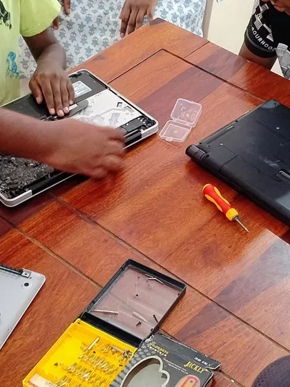 Kids at our summer camp get a chance to open up and explore old laptops. It's a fantastic, hands-on way to learn about computer hardware and the components inside our devices.