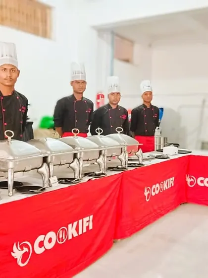 Our professional team ready for a showroom opening for JSP Motorrad. We provide polished and reliable catering for important corporate milestones like product launches.
