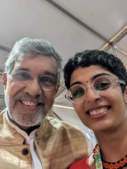 A selfie with Nobel Peace Prize laureate Kailash Satyarthi at KLF 2024. I am constantly inspired by the people I meet at these events.