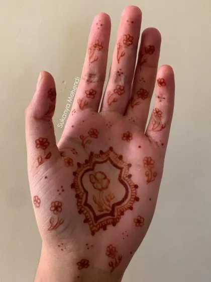 A minimal yet beautiful design for Eid. This simple pattern features a central motif with scattered floral dots, offering an elegant look for the celebration.