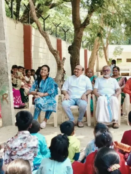 As part of the Yogavijnana Foundation's outreach, we regularly conduct yoga courses for government school children. Here, certificates are being distributed after the successful completion of a course.