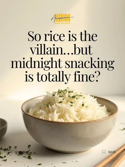 People often blame rice for their weight gain, but is it the real villain when midnight snacking is a regular habit? Let's focus on the real issues.