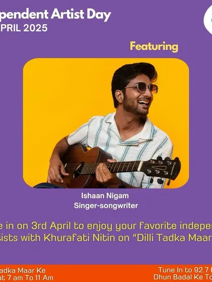 I was featured on 92.7 Big FM for Independent Artist Day. It was great chatting with RJ Khurafati Nitin and sharing my journey as a singer-songwriter on a major radio station.