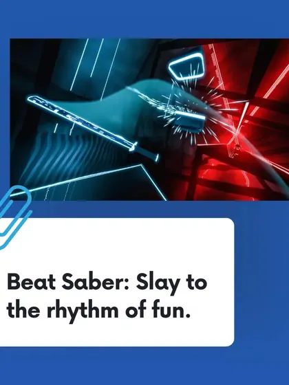 Beat Saber is one of our most popular VR games, combining music, rhythm, and action. It's an energetic and visually stunning experience that is as fun to watch as it is to play.