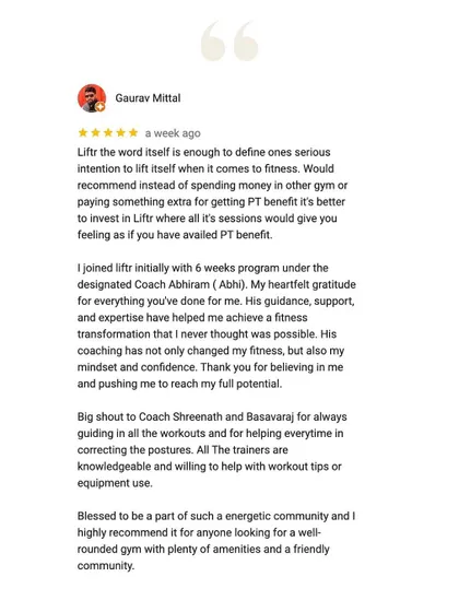 Gaurav's review states that his coach's guidance, support, and expertise helped him achieve a transformation he never thought possible.