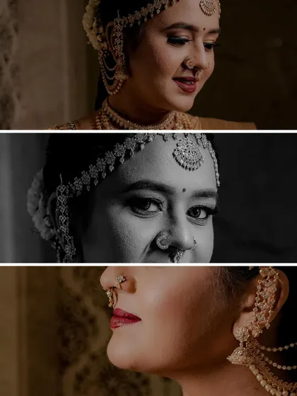 The same powerful triptych, showcasing the ability to capture emotion and detail in bridal close-ups.
