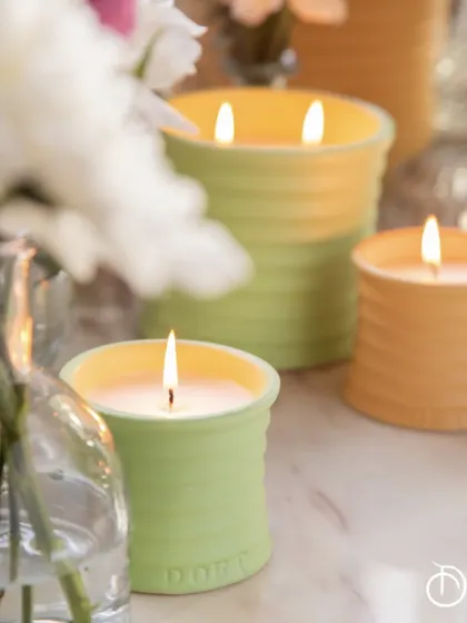 The Daydream collection is designed to inspire. The simple, elegant ceramic vessels in soft pastel colors like green and yellow add a touch of calm to any surface. The Gardenia Delight fragrance fills the air with a sense of ethereal bloom.