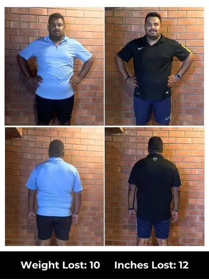 Ameer's 6-week transformation was incredible: 10 kgs and 12 inches down. He went from low endurance and inconsistent nutrition to enjoying a balanced diet and lifting heavier than ever.