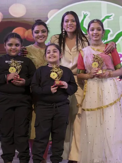 Our graceful Kathak students with their instructor at the 'Magnifique' showcase. We are proud to provide a platform for them to present this beautiful art form.