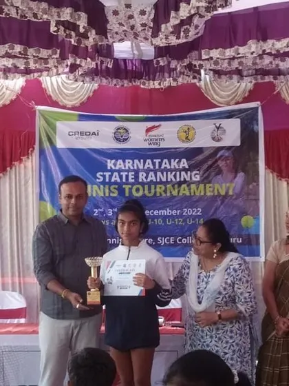 A young player is awarded her trophy at the Karnataka State Ranking Tennis Tournament in Mysore. We manage tournaments across different locations, ensuring a consistent and professional standard.