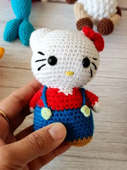 A handmade crochet version of the beloved Hello Kitty character. This makes a wonderful, nostalgic gift for kids and adults alike.