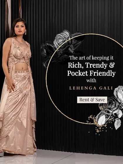 The art of keeping it rich, trendy, and pocket-friendly. This unique Indo-western outfit with an embroidered bustier and draped pants is a perfect example.