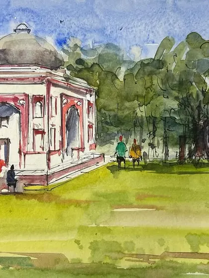 A sketch of a tomb at Sunder Nursery, done on a beautiful Sunday morning with Urban Sketchers Delhi. It's always refreshing to spend time sketching amidst nature.