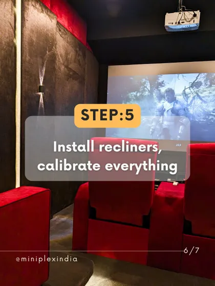Step 5: The final installation. I install the recliners and then meticulously calibrate all the audio and video equipment to ensure peak performance.