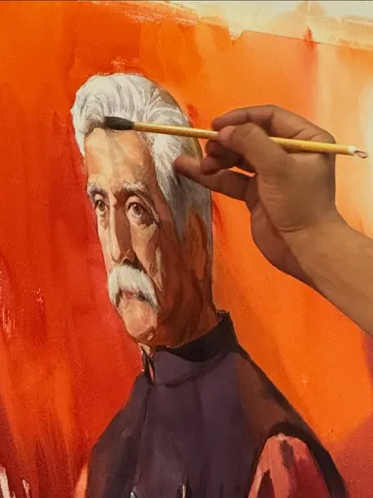 Adding fine details to the hair and face. This stage requires careful brush control to capture the texture and highlights.