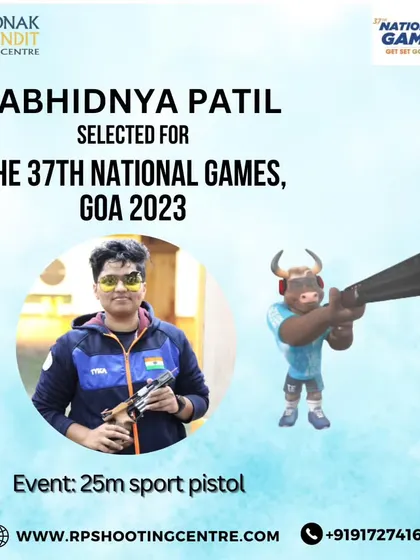 Announcing the selection of our shooter Abhidnya Patil for the 37th National Games in Goa. Her participation in the 25m sport pistol event is well-deserved.