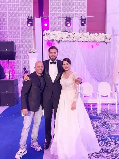 Posing with the happy couple after a fantastic wedding reception in Bahrain. It was an honor to be part of their special day and to provide the music for their celebration. Wishing them a lifetime of happiness.