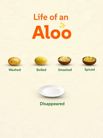 The life of an Aloo: Washed, Boiled, Smashed, Spiced, Disappeared. A simple, funny tribute to everyone's favorite vegetable.