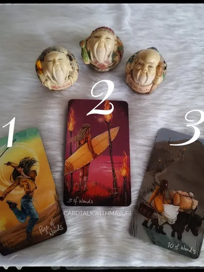 Here are the revealed cards for the September 2023 forecast: the Page of Wands, the 3 of Wands, and the 10 of Wands. Each card offers a unique message.