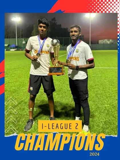 Celebrating our former players Arjun AG and Nishanth, who became I-League 2 Champions with Sporting Club Bengaluru, showcasing the success of our development pathway.